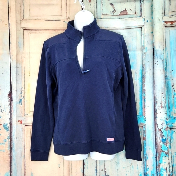 Vineyard Vines Navy Blue Pull Over 1/4 Zip Shep Sweatshirt - Picture 1 of 9